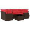 7 Piece Garden Sofa Set with Cushions Brown Poly Rattan
