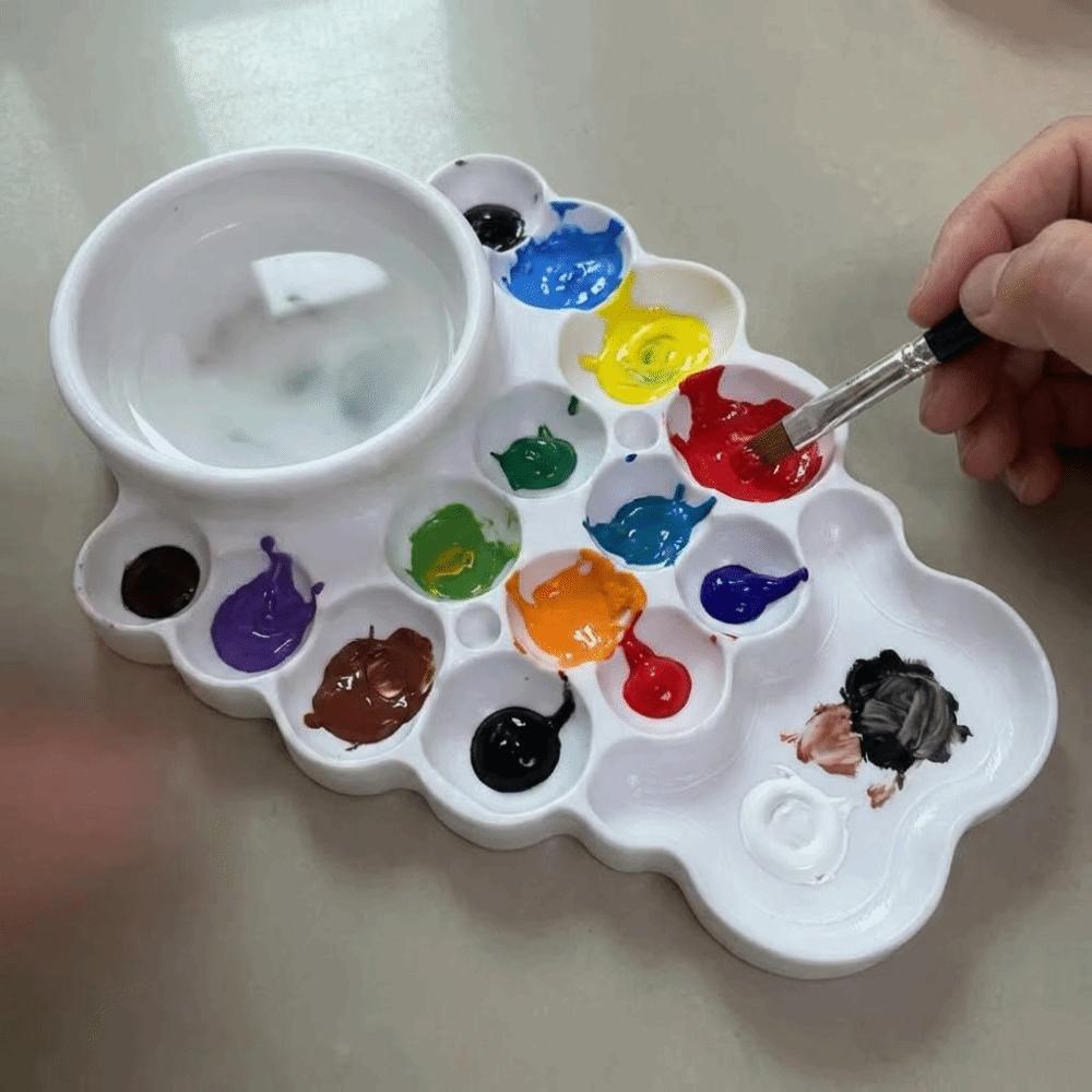 Multiple Compartments Watercolor Paint Tray Reusable Watercolor Mixing Tray for Artist Beginners
