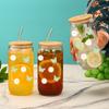 Маленькие ромашки Прозрачный стакан для питья Банка с бамбуковой крышкой Соломинка Чашка для сока, кофе, молока для горячих/холодных напитков Посуда для напитков для подарков