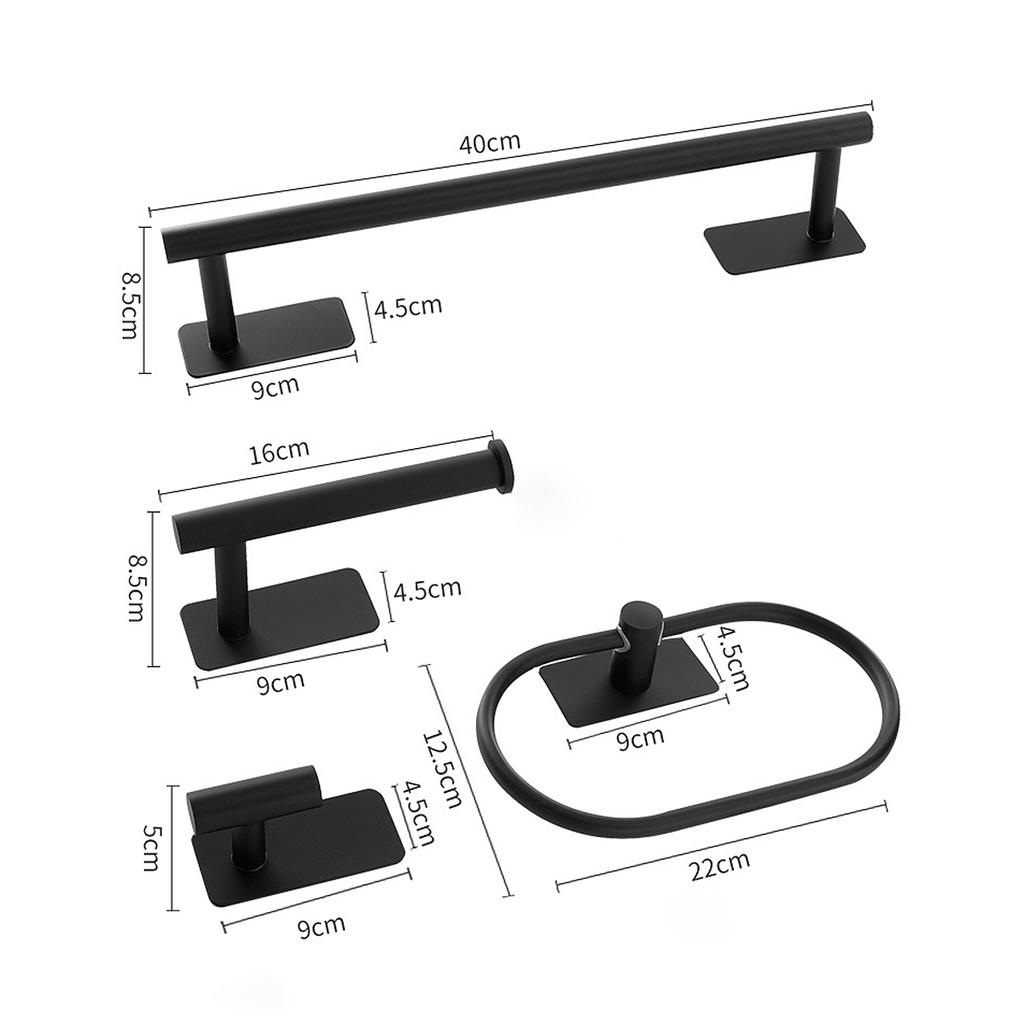 Bathroom Hardware Set Black Robe Hook Towel Rail Bar Rack Shelf Hanger Tissue Toilet Roll Paper Holder Wall Bathroom Accessories