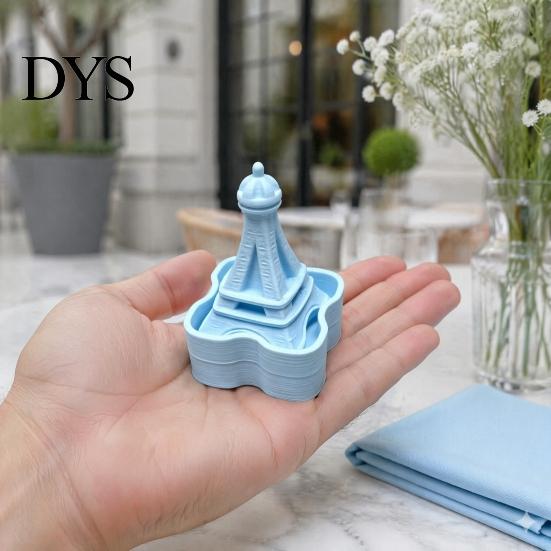 Anxiety Relief Gadgets Iron Tower Shape Clicker, Stress Desktop Ornament, 3D Macaron Colored Ornaments Printed Portable Fidget Toy, for Office