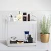 2Tier Bathroom Countertop Organizer Vanity Tray Cosmetic and Makeup Storage Kitchen Spice Rack Standing Shelf White