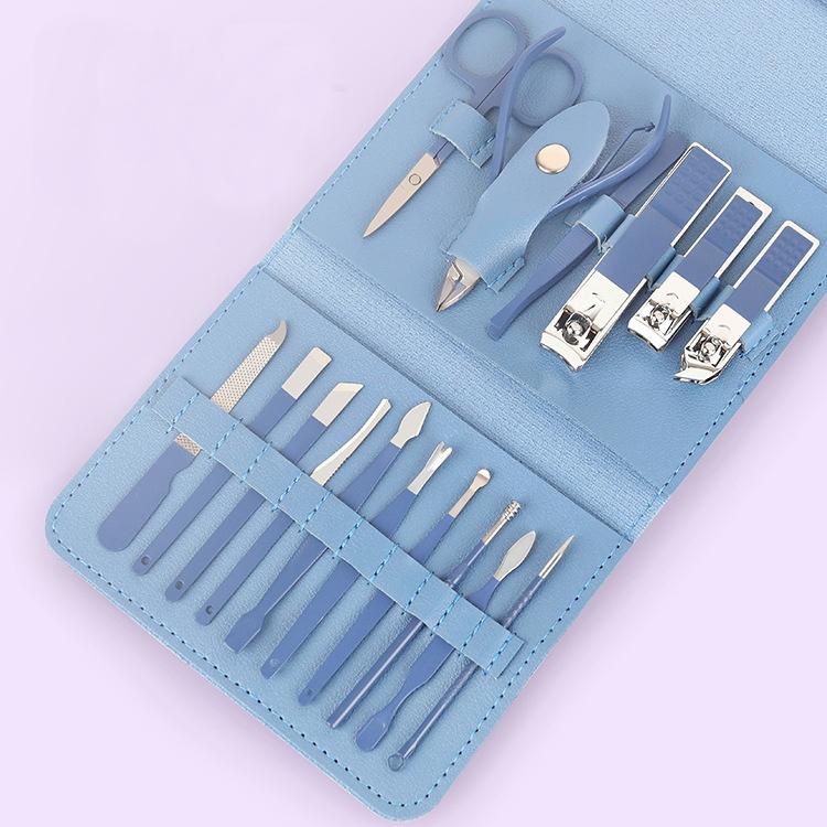 New 12-16pcs/set Nail Cutter Set Stainless Steel Nail Clippers Set With Folding Bag Manicure Cutter Kits Scissors Makeup Beauty Tool
