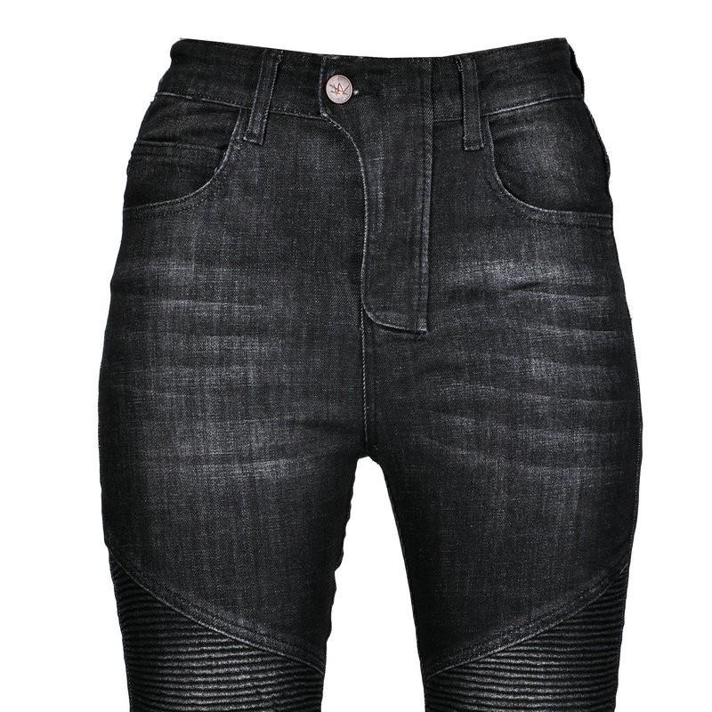 Womens Vintage Slim Fit Motorcycle Jeans With Extended Protective Padding Harley Riding Use
