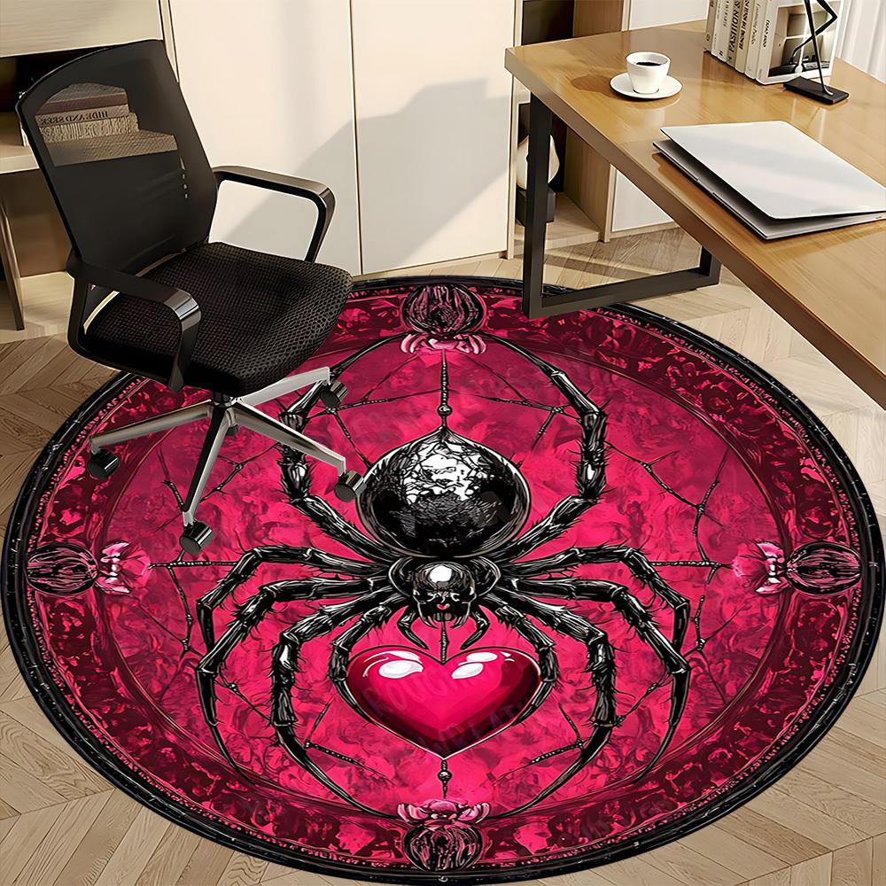 1PC Spider Web Office Round Area Rug, Mat Suitable For Office, Under Office Chairs Bedroom Living Room Home Decor, Room Deco