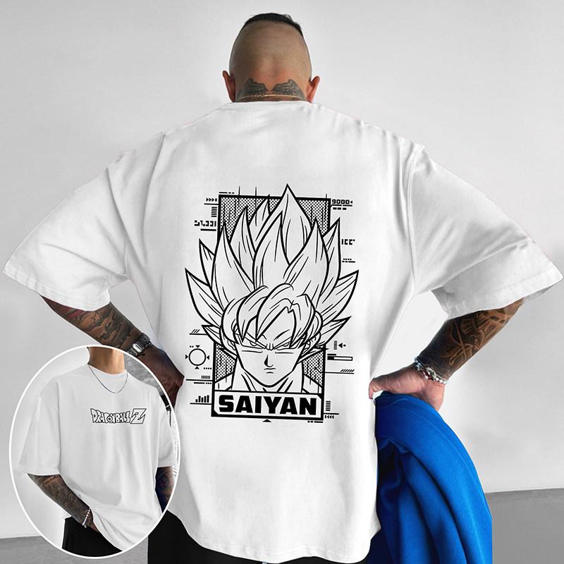 Dragon Ball Бейджита Укун Печатная Цифровая Прямая Печать Летняя Свободная Большого Размера Хлопковая Футболка с Коротким Рукавом Мужской Топ