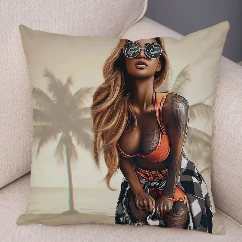 Наволочка для спальни, гостиной, темно-готическая татуировка, сексуальная красивая девушка, декоративная наволочка для дивана, автомобиля