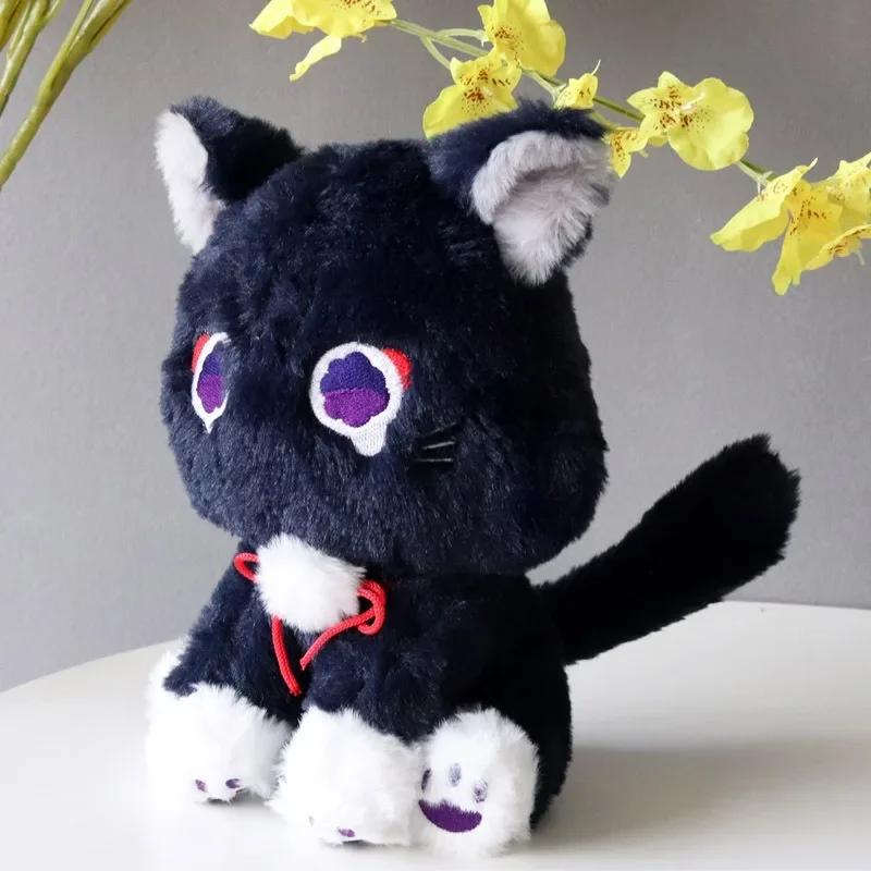 Игра Genshin, черный скарамуш, кот, пушистый удар, странник, домашнее животное, плюшевые игрушки, кукла для косплея, мягкая подушка, подарок для детей