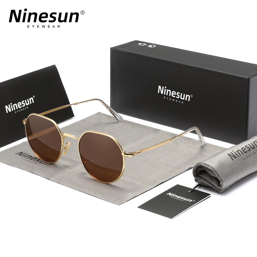 NINESUN Новые поляризованные солнцезащитные очки для мужчин и женщин в ретро-стиле UV400 с круглой оправой из сплава и антибликовым покрытием, роскошные очки