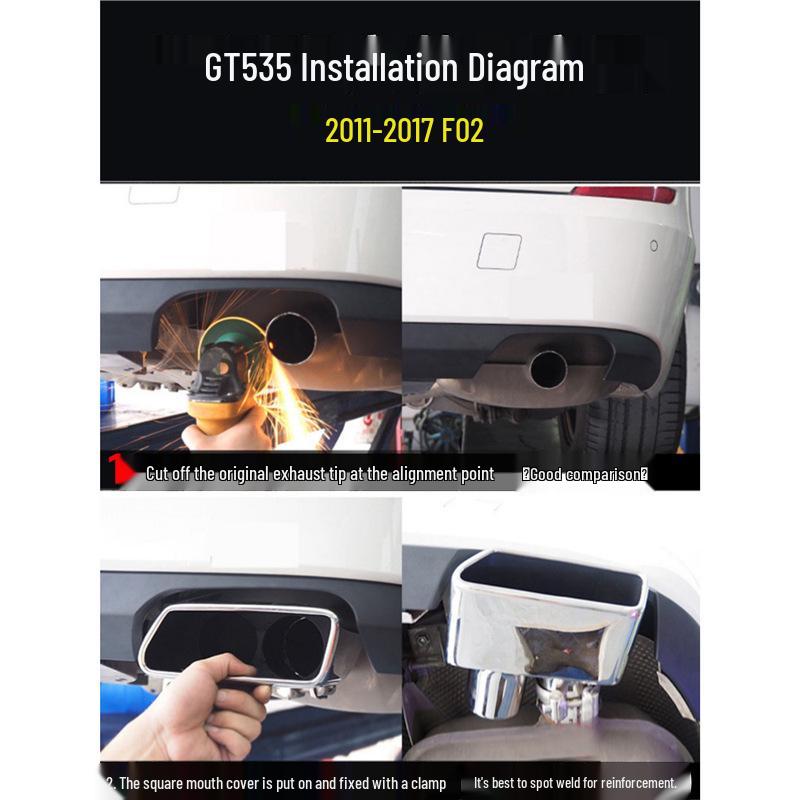 Compatible Exhaust Pipe Opening Modification for BMW 5 Series GT535/GT550 - Round/Square Tailpipe Rear Diffuser F02