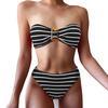 2Pcs/Set Summer Bikini Set Backless Bathing Soft Striped Print Women Swimwear Water