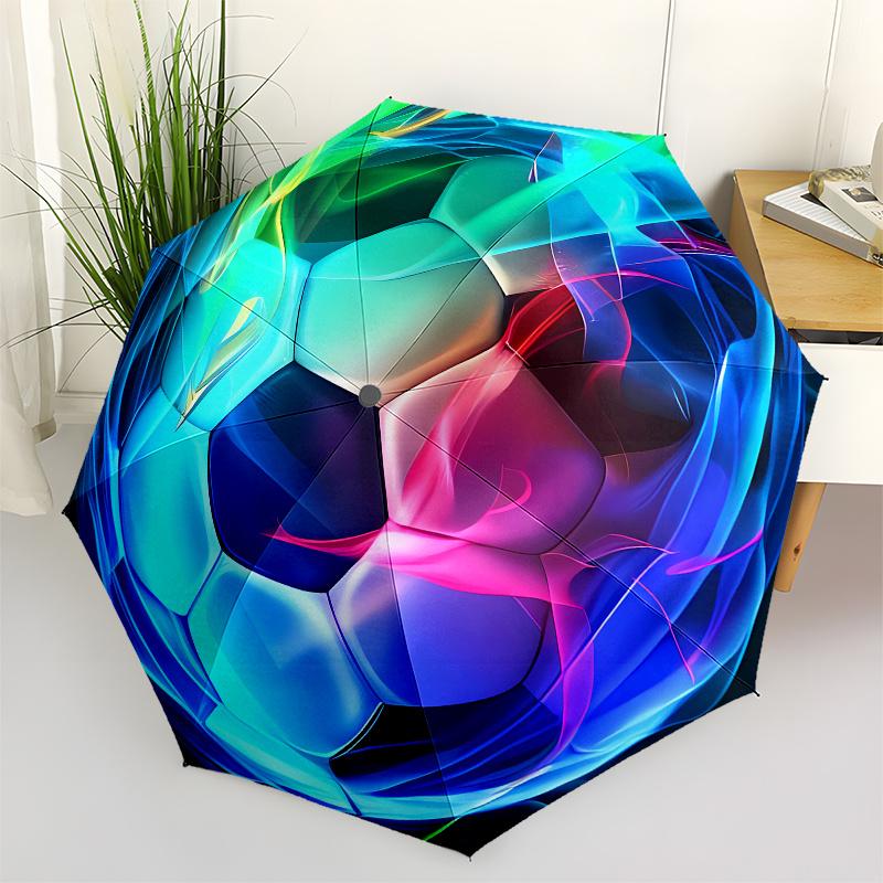 Soccer Ball Abstract Art themed Eight rib Automatic Folding Umbrella Is Suitable for Both Men and Women, Making It A Perfect Christmas and V