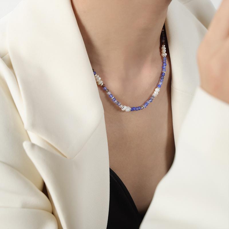 Натуральный камень ограненный агат пресноводный жемчуг бисерное ожерелье ручной работы аксессуары Майяра темперамент универсальная ключичная цепочка для женщин