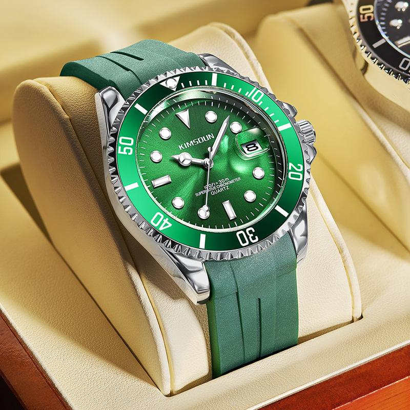KIMSDUN Часы Green Water Ghost, силиконовые мужские часы, модные, светящиеся, водонепроницаемые, кварцевые часы