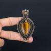 Tiger Eye Pendant, Handmade Gemstone 999 Copper Wire Wrapped Pendant Antique Jewelry, For Gift Silver Jewelry