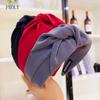 PROLY Новая Мода Женская Повязка на Голову Однотонная Широкая Боковая Повязка для Волос Узел По центру Повседневный Тюрбан Взрослый Головной Убор Аксессуары для Волос