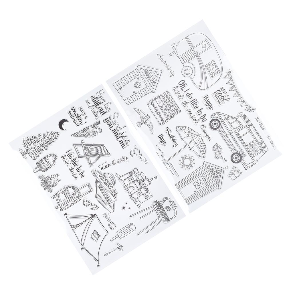 2 шт. прозрачная печать штамп летняя поездка замок автомобиль палатка для изготовления открыток скрапбукинг