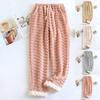 Women's Casual High Waist Adjustable Warm Flannel Home Pants