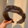 Женская повязка на голову, плетеная повязка на голову, женский широкий боковой обруч для волос, контрастный цвет, элегантный головной убор для девочек, обруч на голову