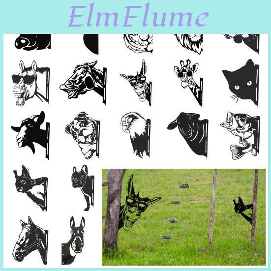 Animal Peekaboo Metal Peeping Sign Animal Silhouette Garden Sign Doublesided Animal Peeping