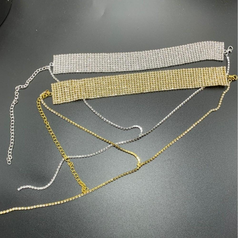 Y-shaped Rhinestone Necklace Multi-layer Long Choker Retro Multi-Layer Necklace Party