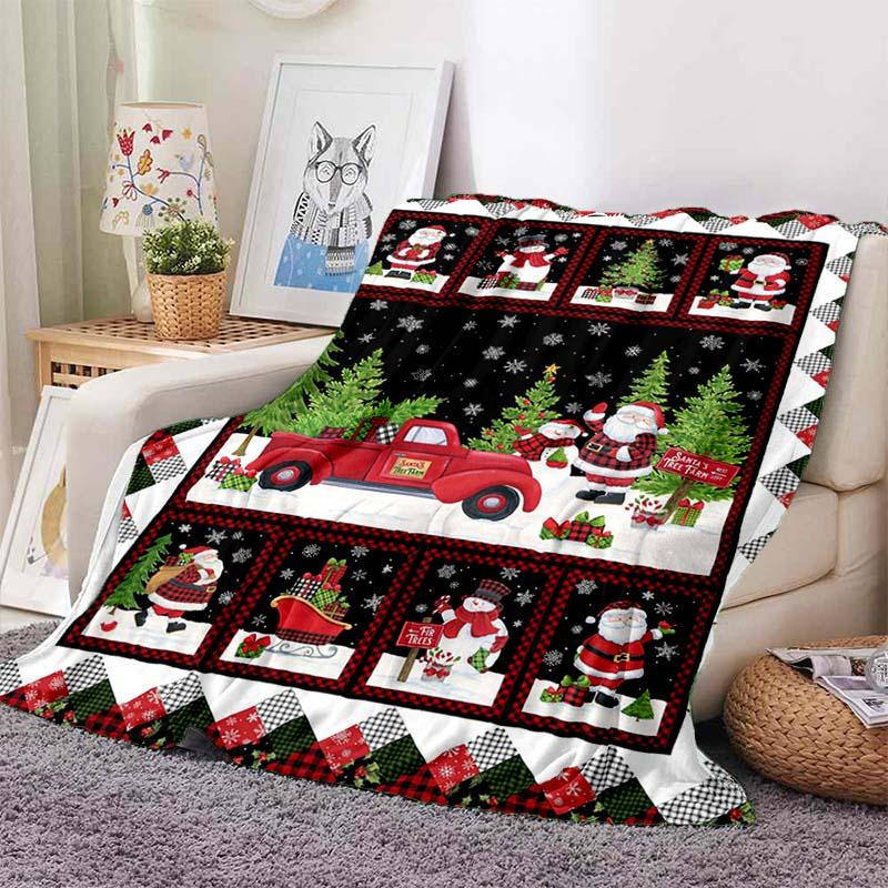Featuring a new Christmas tree pattern and a cartoon style, this Christmas blanket serves as a personalized home decor gift.