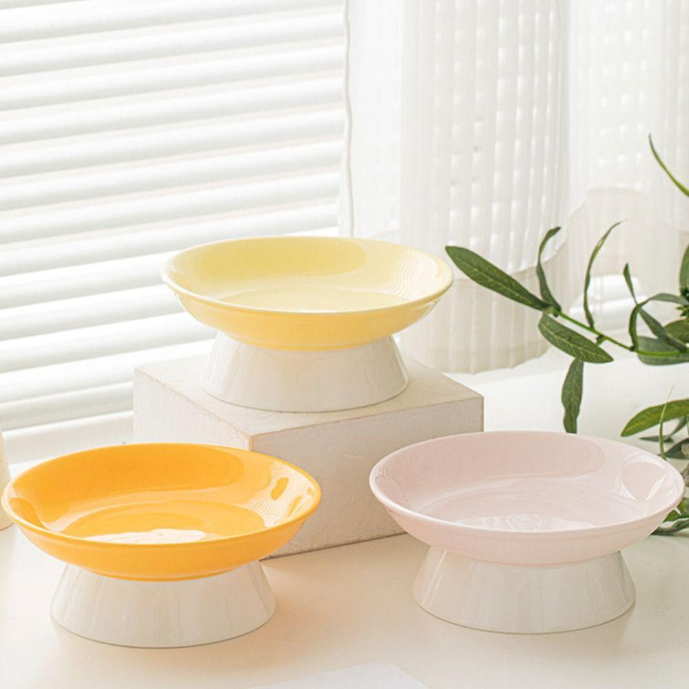 Ceramic Pet High Foot Bowl Anti Tipping Dog Food Feeding Basin Pet Drinking Feeder  Neck Protection