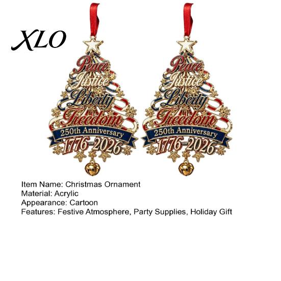 Seasonal Home Ornament 250th Anniversary Christmas Tree Ornament, USA Xmas Hanging Decor for Festive Party Window, Patriotic Acrylic Sign Veterans