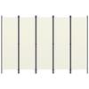 VidaXL Room Divider 5 Panels Cream White 250x180 Cm
