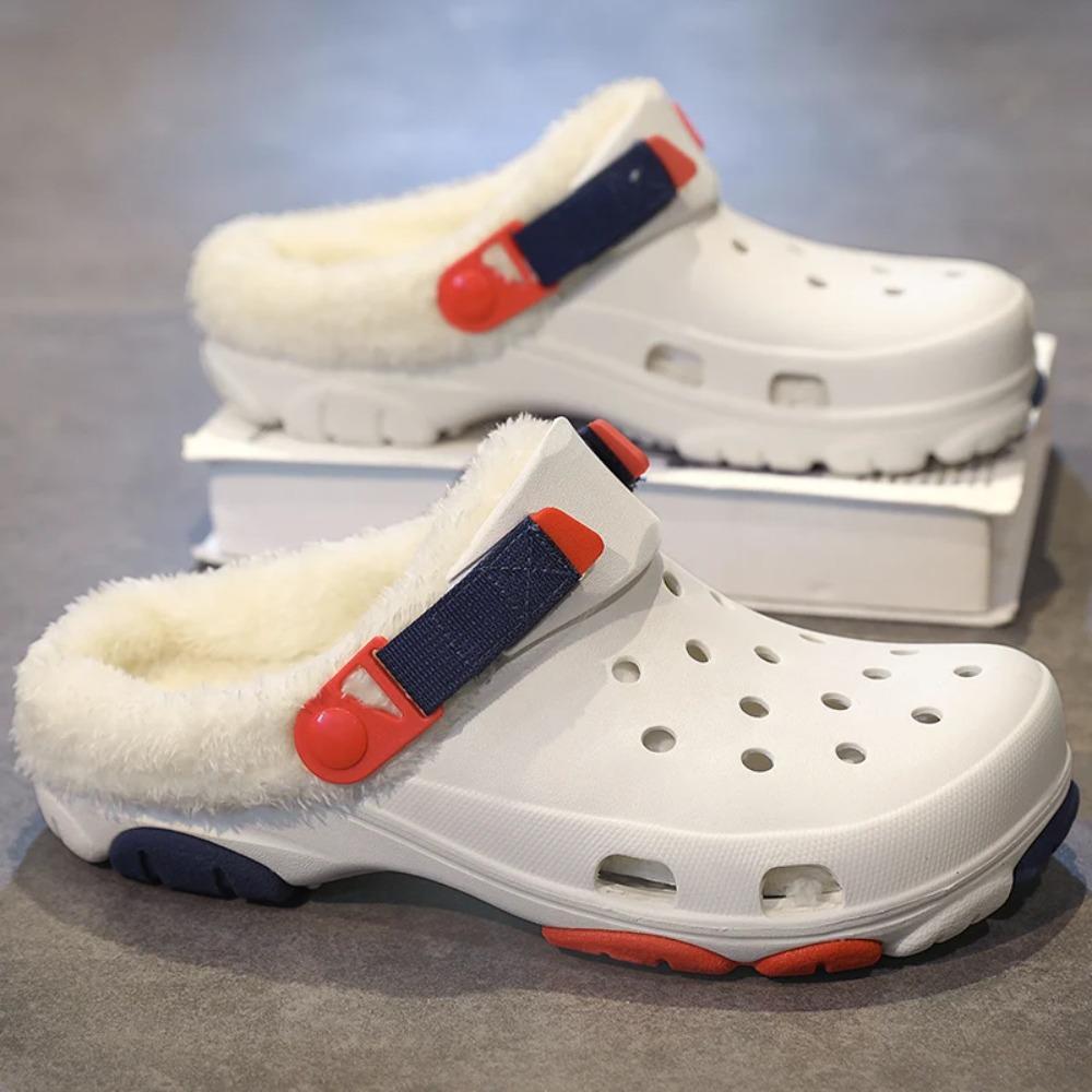 Зимние повседневные тапочки с круглым носком, уличная обувь, эластичная толстая подошва, модная универсальная бархатная модель, сохраняет тепло, удобна