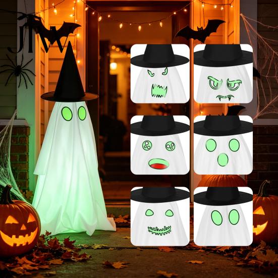 Halloween Ghost Decorations Decoration, Spooky Outdoor Standing with Glow in Night Glowing Porch Decor The Dark Expressions for Yard Lawn