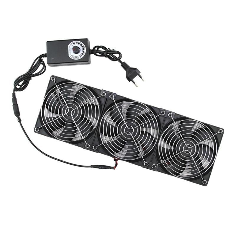 Ventilation Fan 3x120mm 2750rpm Axial Cooling Fan Set for Server Workstation and Window Exhaust with Speed Control 240V