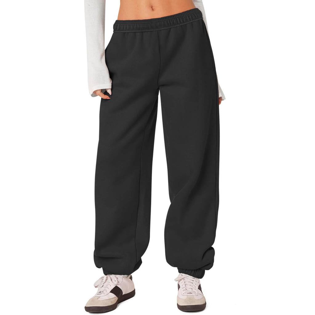 Женские флисовые спортивные штаны Зимние спортивные штаны с высокой посадкой на кулиске Мешковатые штаны-джоггеры