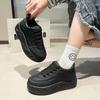 Fashion Four Seasons 2024 New Thick Bottom Muffin Bottom Female Board Shoes Fashion Student Sports Casual Shoes All Round Head