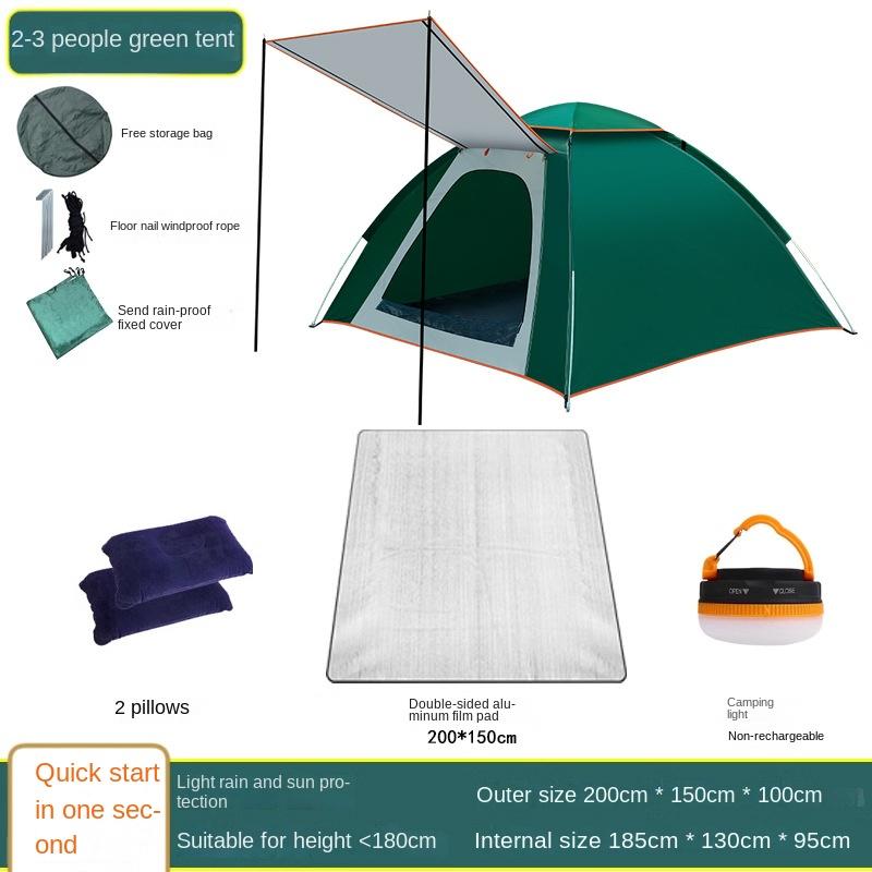 Tent Outdoor Camping Overnight Folding Portable 3-4 People Camping Equipment Thickened Rainproof Automatic Tents Double