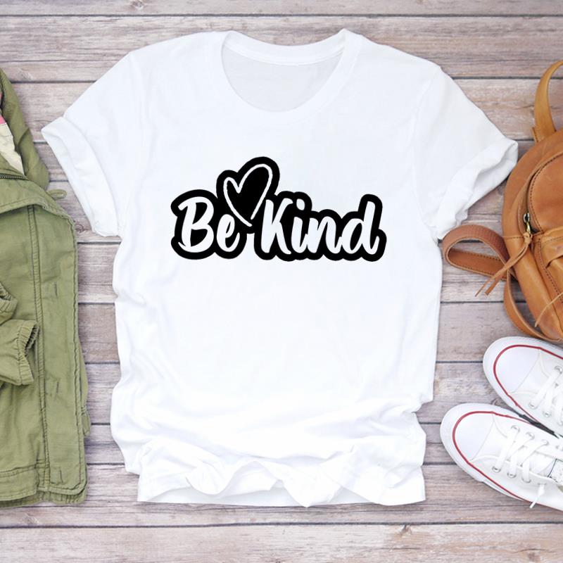 (Asian Size) Women Sweet Letter Trend 90s Casual Short Sleeve T Shirt Fashion Tee Top Clothing Print Ladies Female Graphic T-shirts