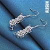 925 Sterling Silver Cat AAA Zircon Pendant Piercing Earrings Fashionable Wedding Jewelry