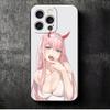 Чехол для телефона Zero Two 02 Кавайный Милый Мягкий для iPhone 16 16E 17 Air 15 Pro Max 14 Plus 13 Mini 11 12 7 Черный Чехол Задняя Панель