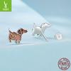 Animal Dachshund Dog Stud Earrings Cute Dog S925 Sterling Silver Oil Stud Earrings