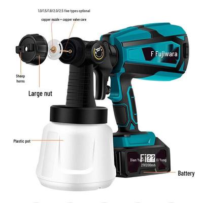 Аксессуары для электрических краскопультов Fujiwara: Алюминиевые и пластиковые горшки, корпус пистолета, сопло, сердечник клапана, литиевая батарея, уплотнительное кольцо, бараний рог и т. д.