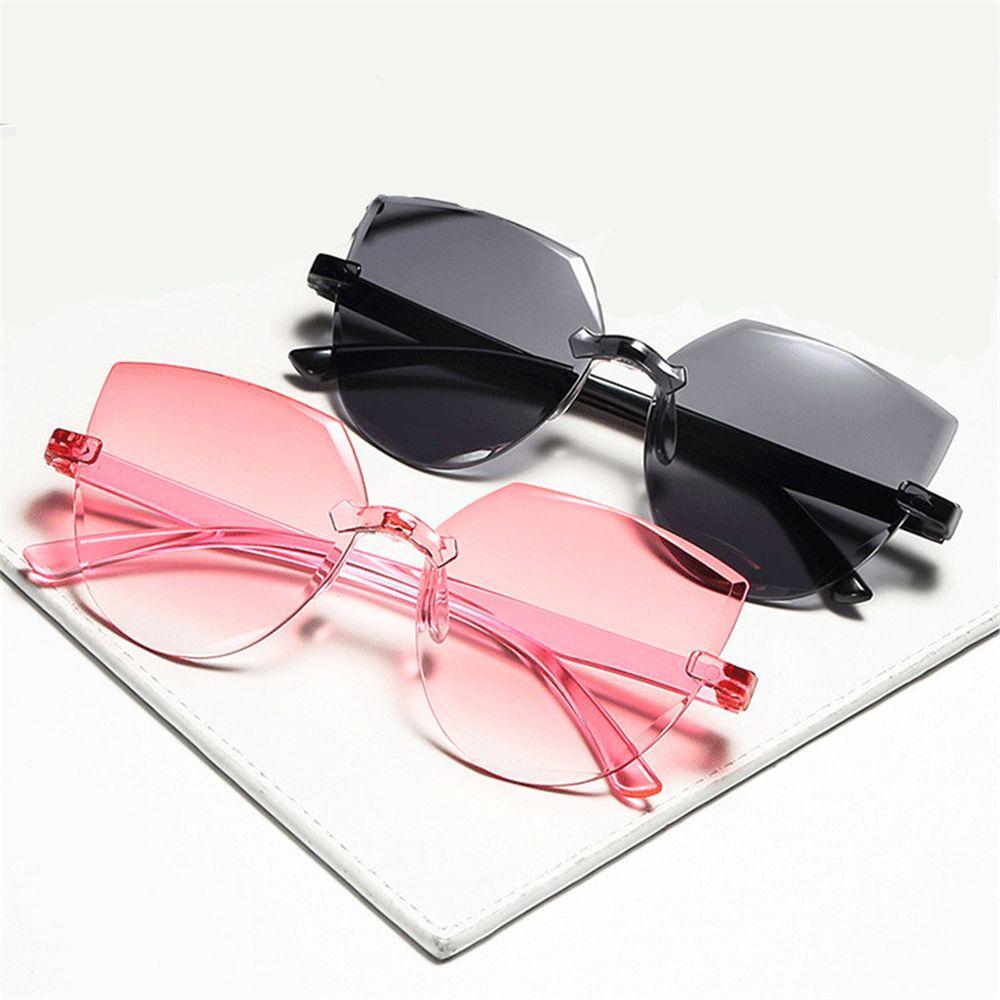 Cat Eye Sunglasses Rimless Sun Glasses For Women Trendy Transparent Candy Color Eyewear Fashion Party Costume Accessories