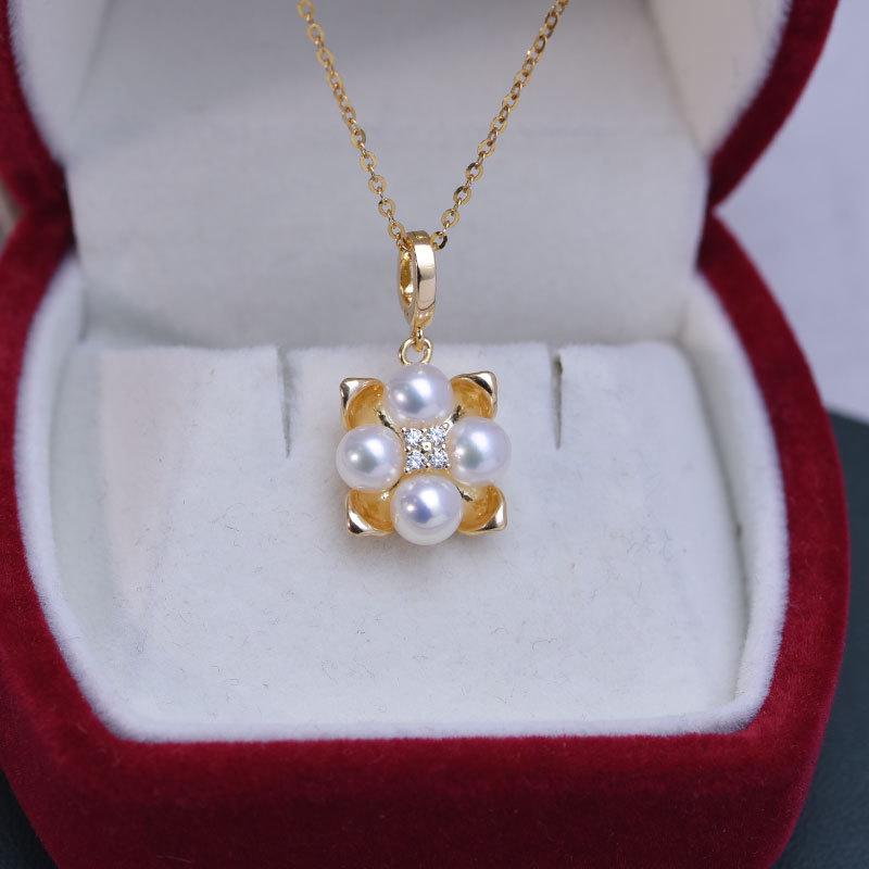 Подвеска-колье с жемчугом из пресной воды 5-6 мм с высокой степенью блеска на серебряной цепочке S925