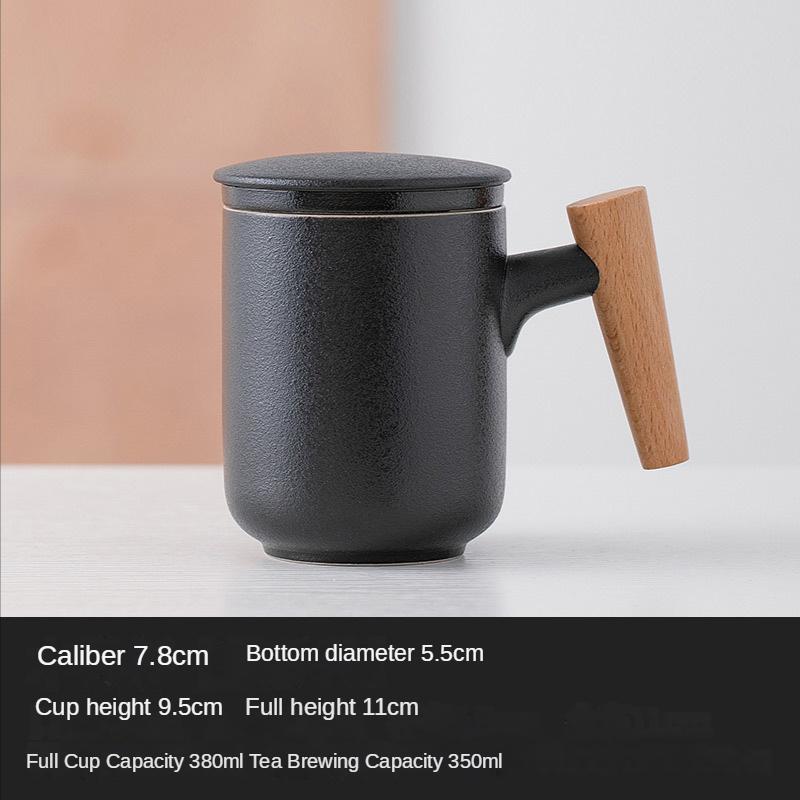 Чашка для разделения чая, керамическая матовая чашка для чая, бытовая, офисная, с деревянной ручкой, кружка с крышкой, фильтрация, керамические и керамические чашки, кружки