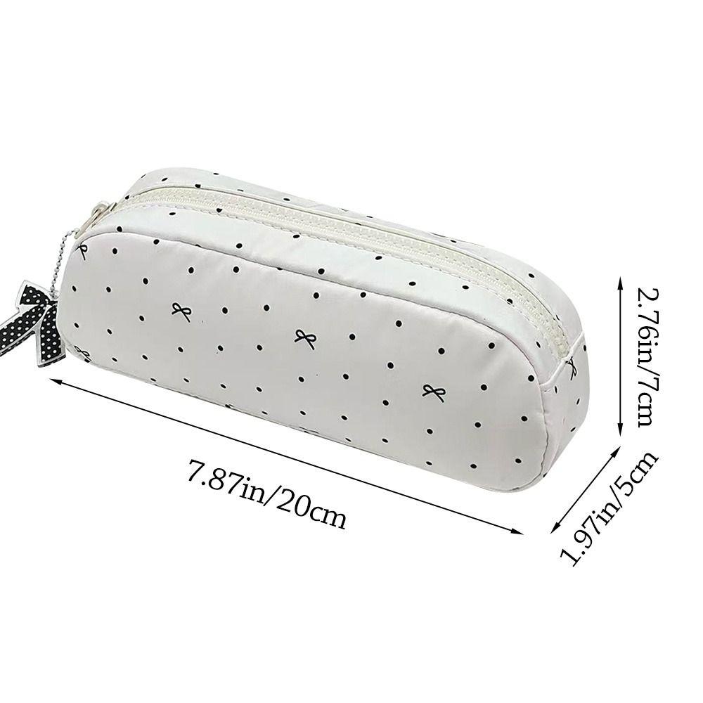 Large Capacity Pen Bag Polka Dot Bow Stationery Organizer INS Pencil Case Students