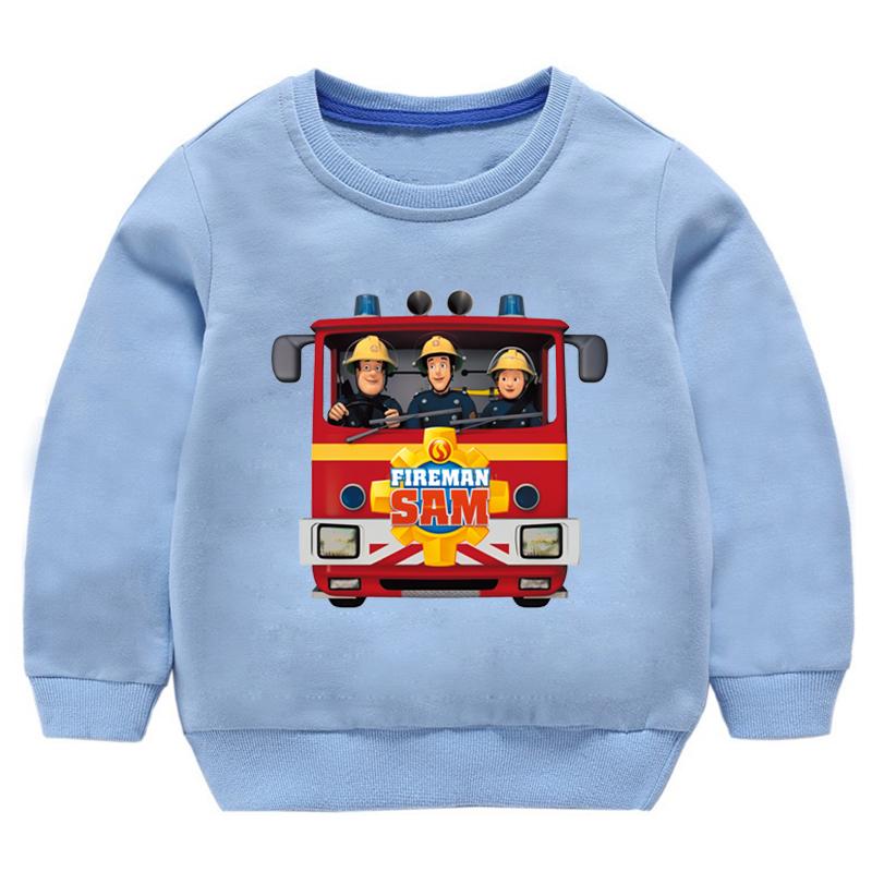 Kids Spring Pure Polyester Sweatshirts Fireman Sam Children's Basic Hoodies Boys Girls Autumn Fasion Clothes Toddler Pullove