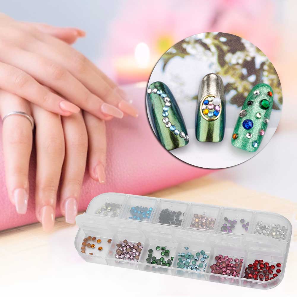 Nail Art Rhinestone Nail Decorations 12 цветов Маникюрные декоры Кристаллы для ногтей для маникюрного салона