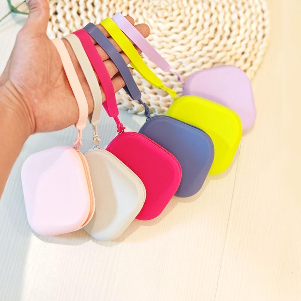 Morandi Color Silicone Coin Purse Square Lipstick Pouch Portable Mini Storage Bag Travel