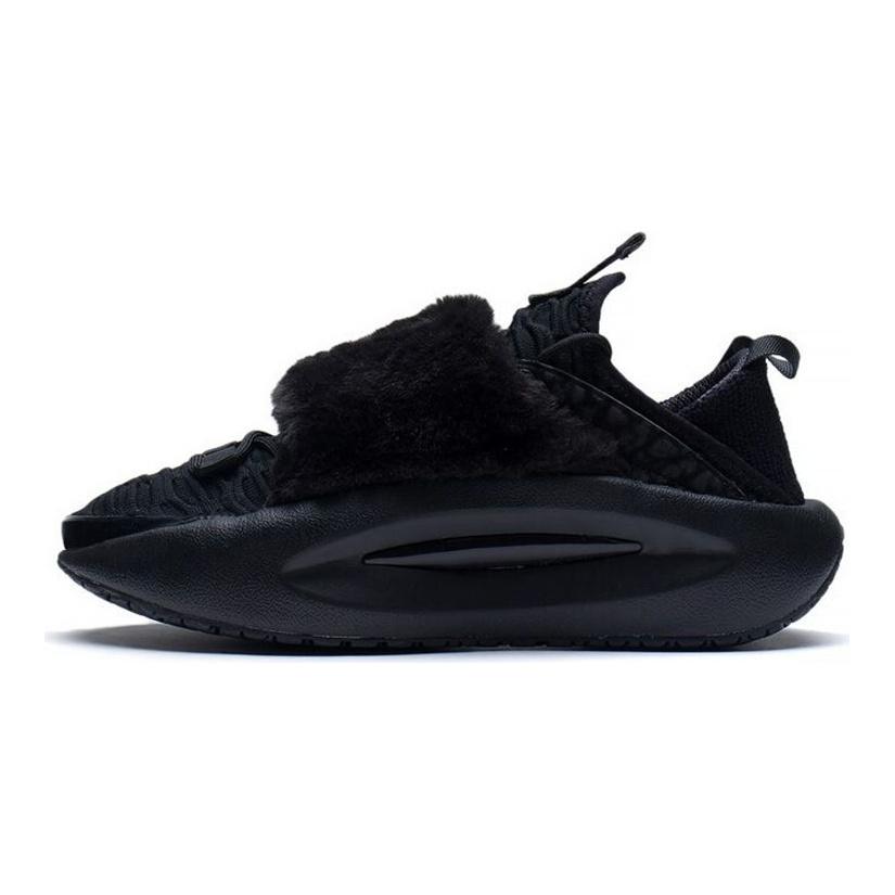 Li Ning Cloud Travel Fabric Leather Trendy Rebound Shock Absorbing Wear-Stick Low-Top Sports Casual Shoes Women sketches Black AZGS108-2