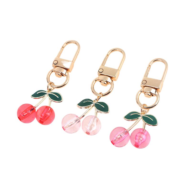 Charm Diy Jewelry Gifts Lovely Cherry Keychain Simulated Fruit Keyring Pendants For Women Girls Handbag Decoration
