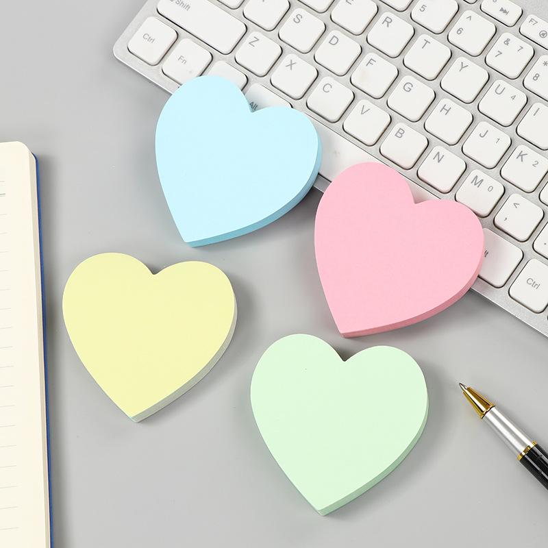 100 листов симпатичного однотонного блокнота в форме сердца Kawaii канцелярские принадлежности самоклеящиеся заметки настенные самоклеящиеся бумаги для холодильника офисные принадлежности